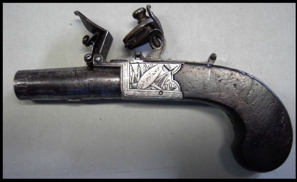 Reise- oder Taschenpistole mit Boxlock, gefertigt von EVANS in CARMARTHEN