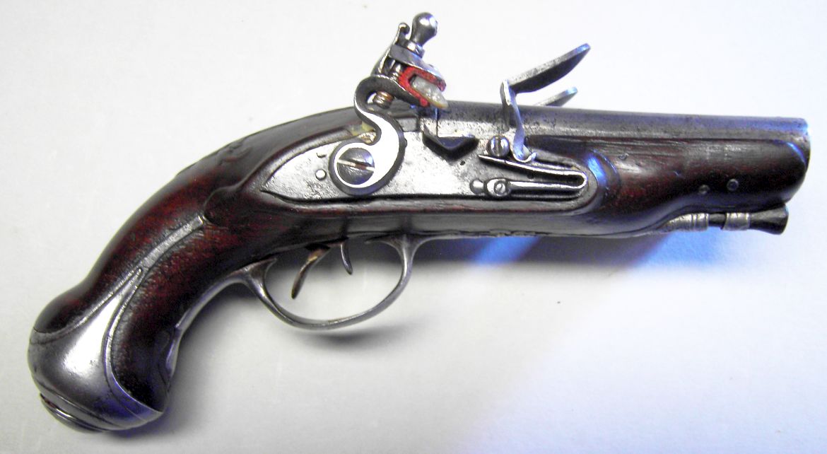 Frankreich, Steinschloss-Doppellauf-Taschenpistole um 1760